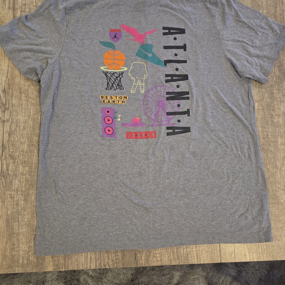 Jordan Gray Graphic Tee with Colorful Design